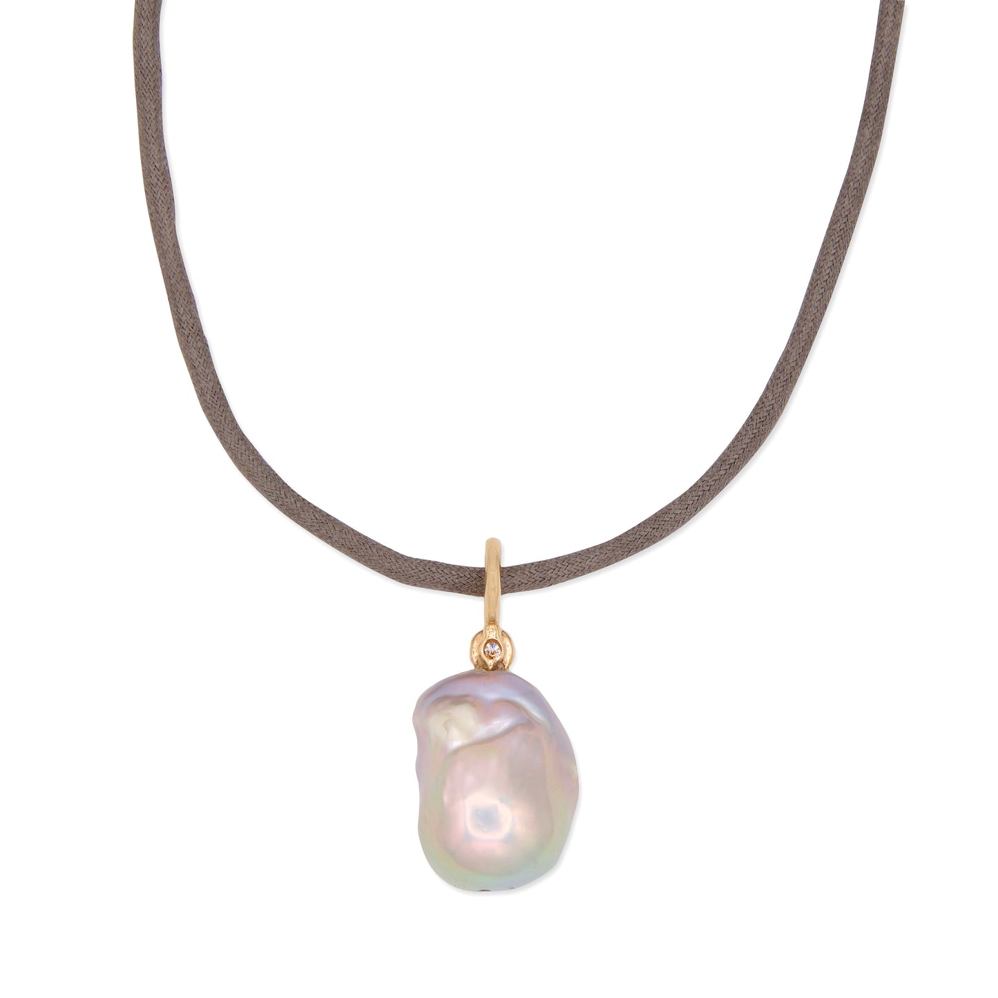 Robin Labb Gray Freshwater Baroque Pearl Diamond Bezel