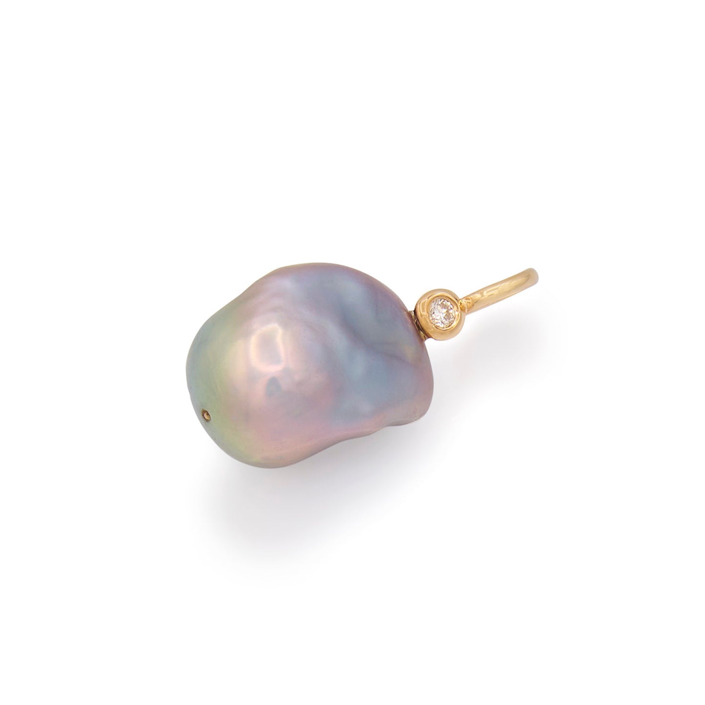 Robin Labb Gray Freshwater Baroque Pearl Diamond Bezel