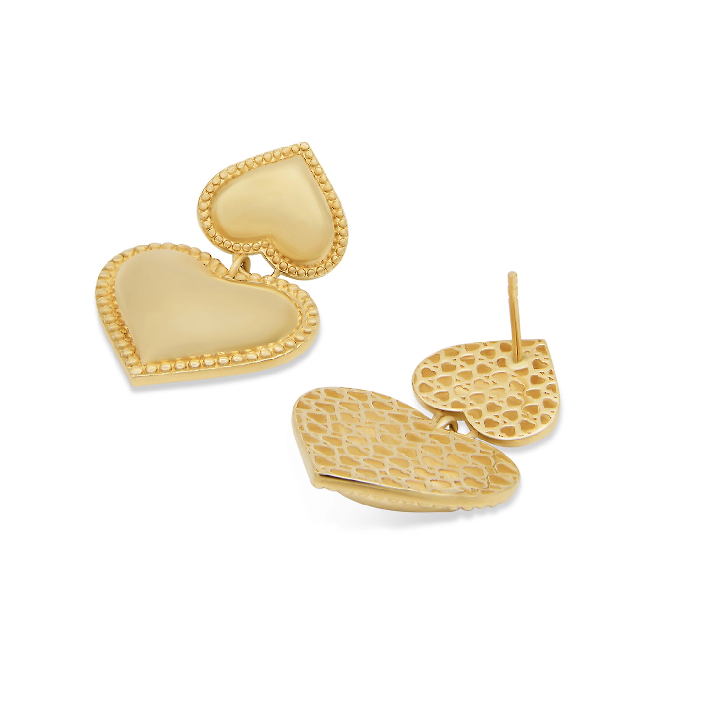 The Seven 14K Double Heart Earrings