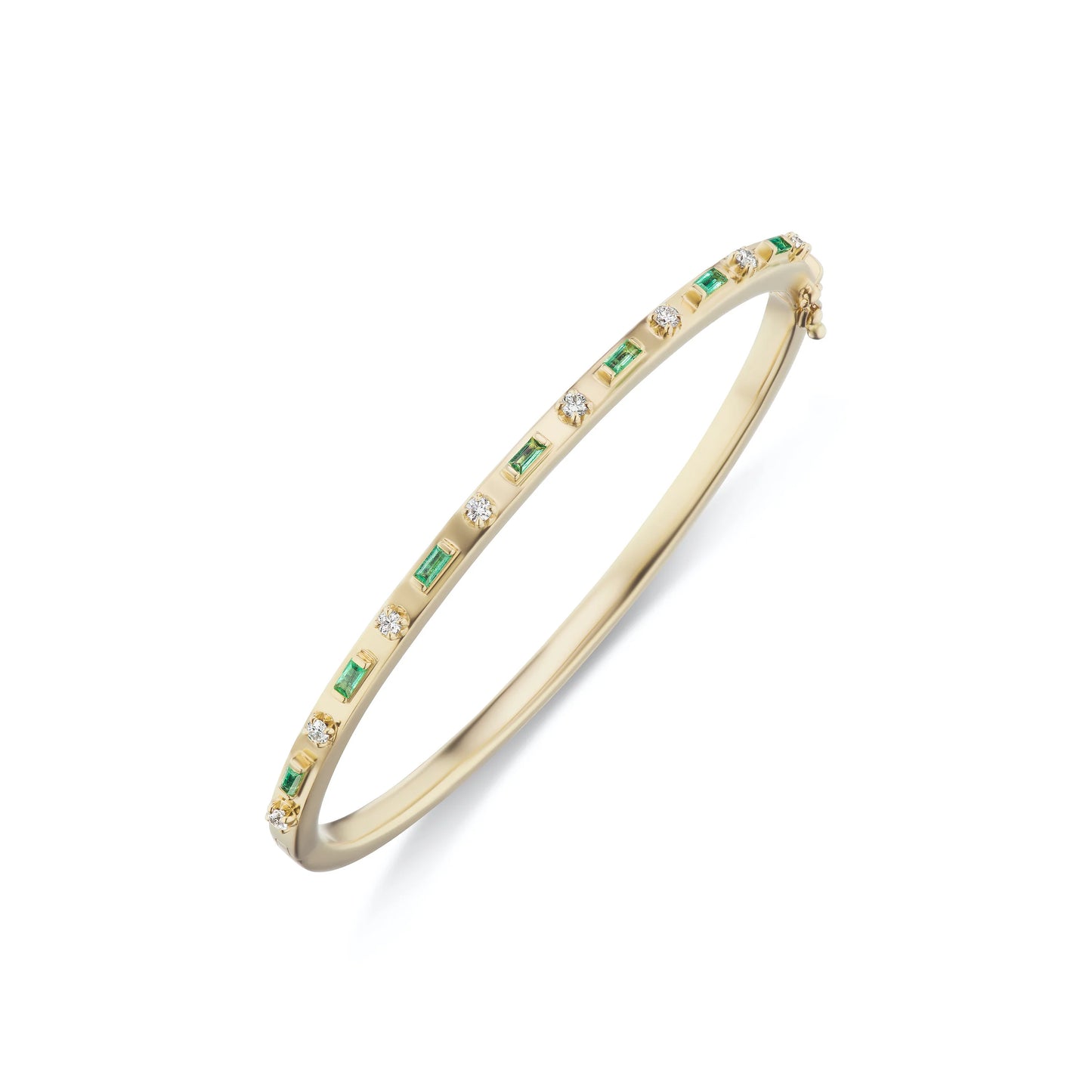 Sorellina Baguette Diamond Bangle with Emerald and Diamonds