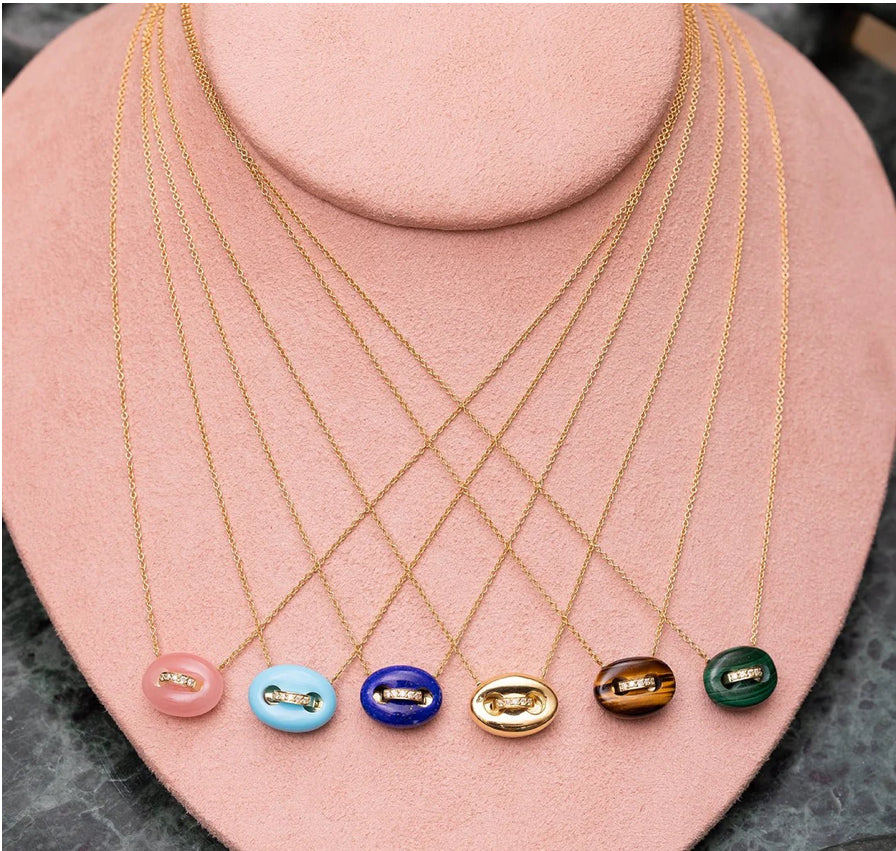 Jenna Blake rose quartz mini mariner necklace
