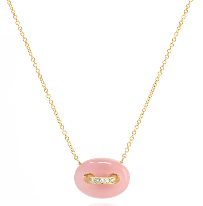 Jenna Blake rose quartz mini mariner necklace