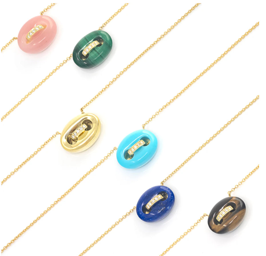 Jenna Blake rose quartz mini mariner necklace