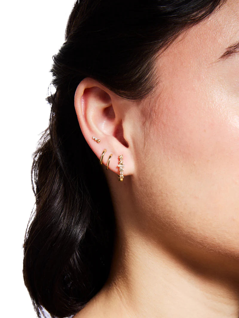Ileana Makri Small Diamond Rivulet Spread Oval Hoop Yellow Gold Earrings