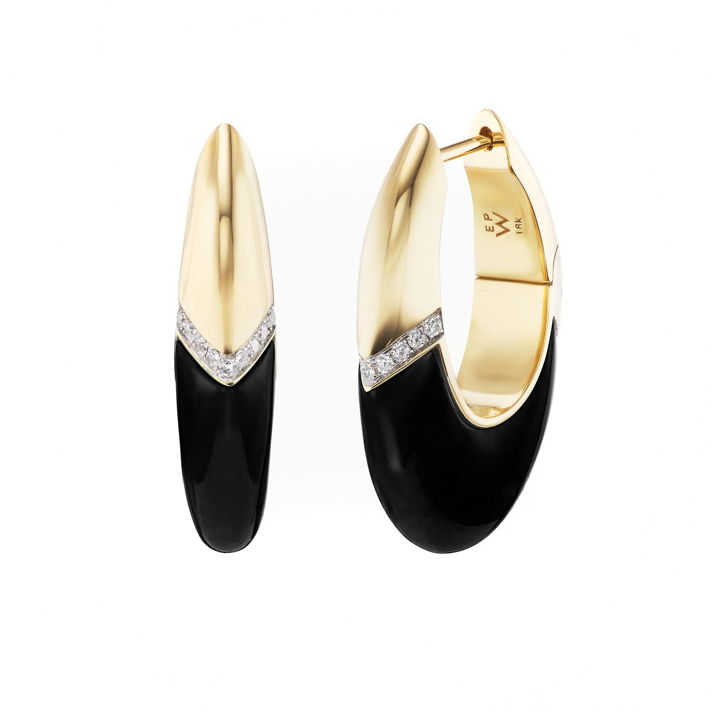 Emily P Wheeler Diamond and Black Agate Earrings