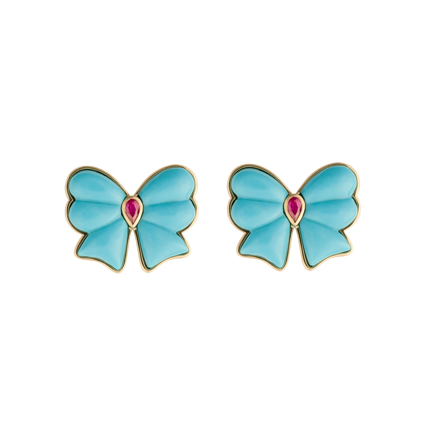 Mason & Books Berkeley Bow Studs - Ruby & Turquoise