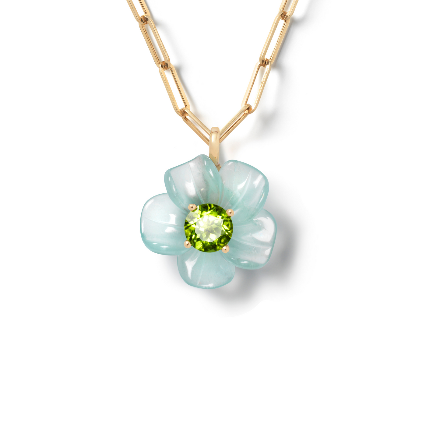 Island Flower Pendant - Aquamarine & Peridot